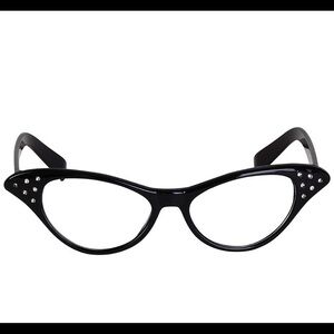 50’s Women’s Black Cat Eye Rhinestone Glasses